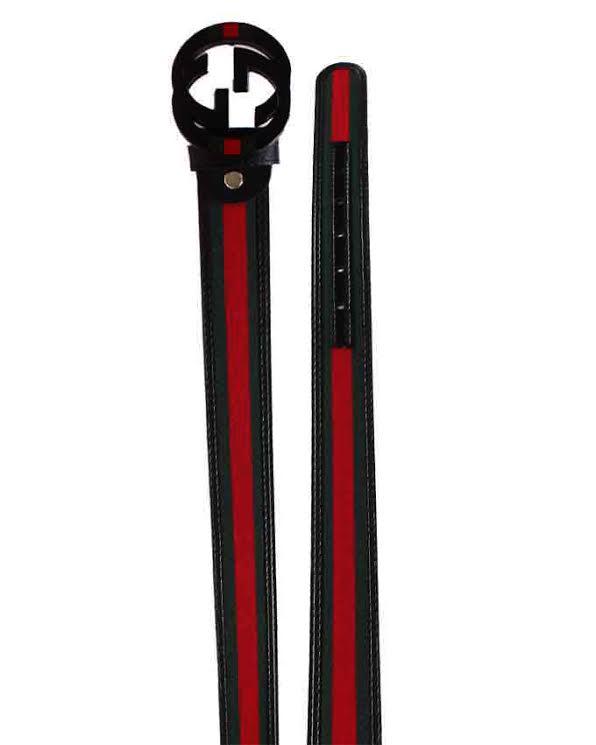 Black Logo With Red Band Belt Green and Red Stripe - Obeezi.com