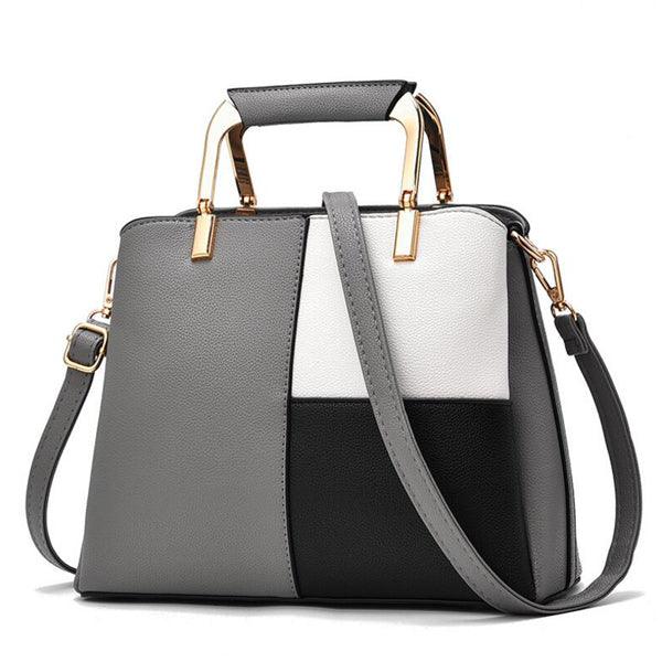 Black/White/Dark Gray Colors Block Patchwork Grab Bag - Obeezi.com