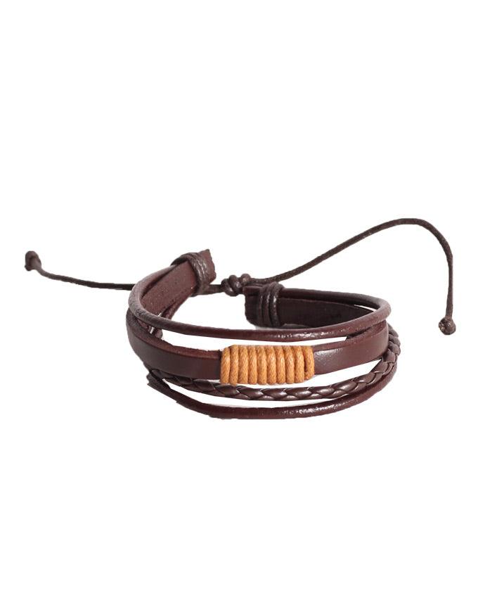 Bluelans Men's Anchor Faux Leather Wrap Braided Bracelet Black-Brown - Obeezi.com