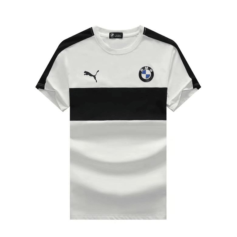 BMW Motor Authentic PM Black Design Side Logo Men's T-Shirt- White - Obeezi.com