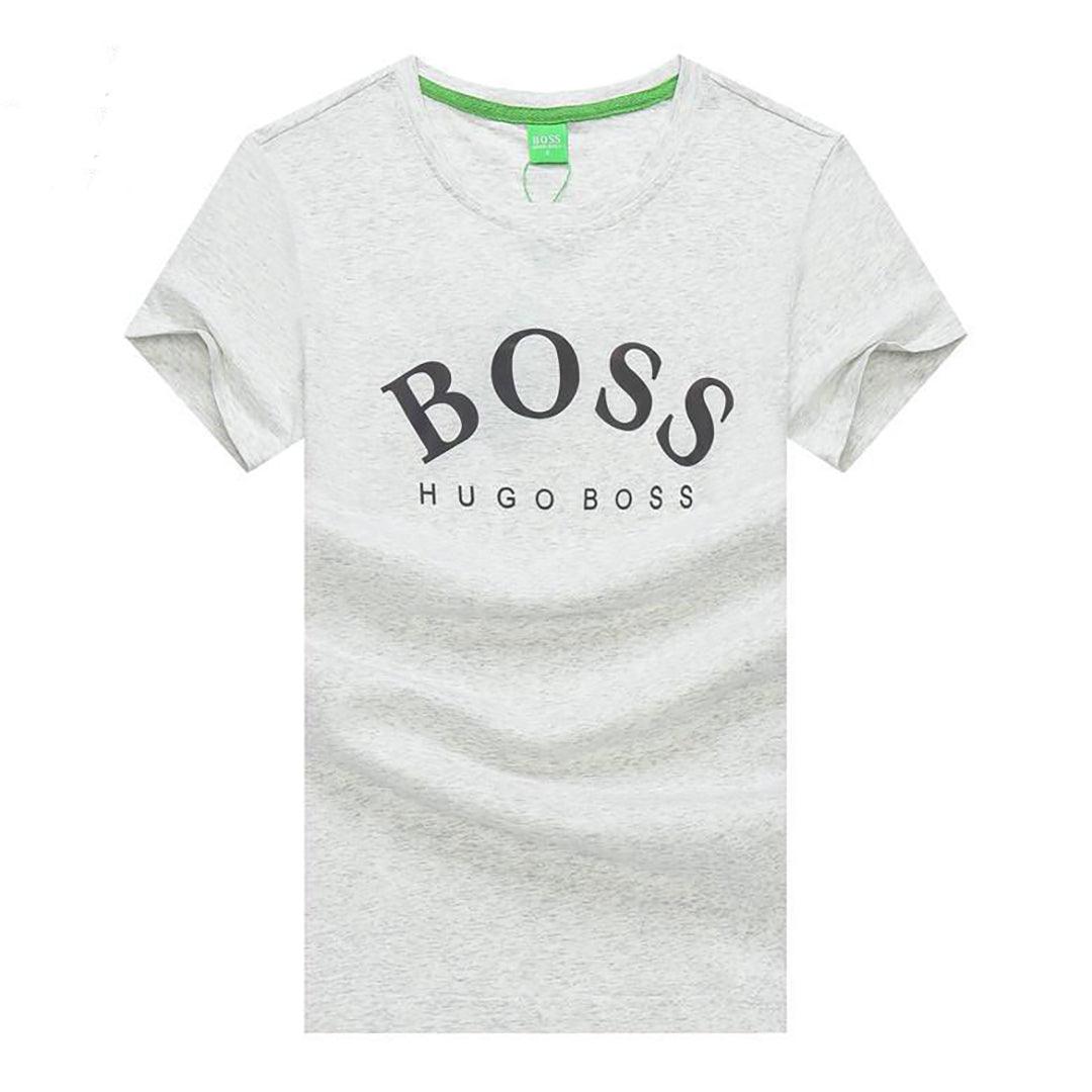 Boss Short Sleeve Round Neck T-shirt Ash - Obeezi.com