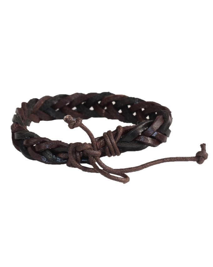Braided Adjustable Leather Brown Bracelets - Obeezi.com