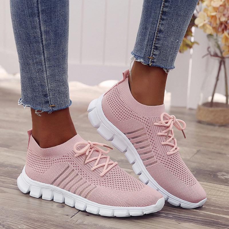 Breathable Open Side Ladies Sneakers -Pink - Obeezi.com