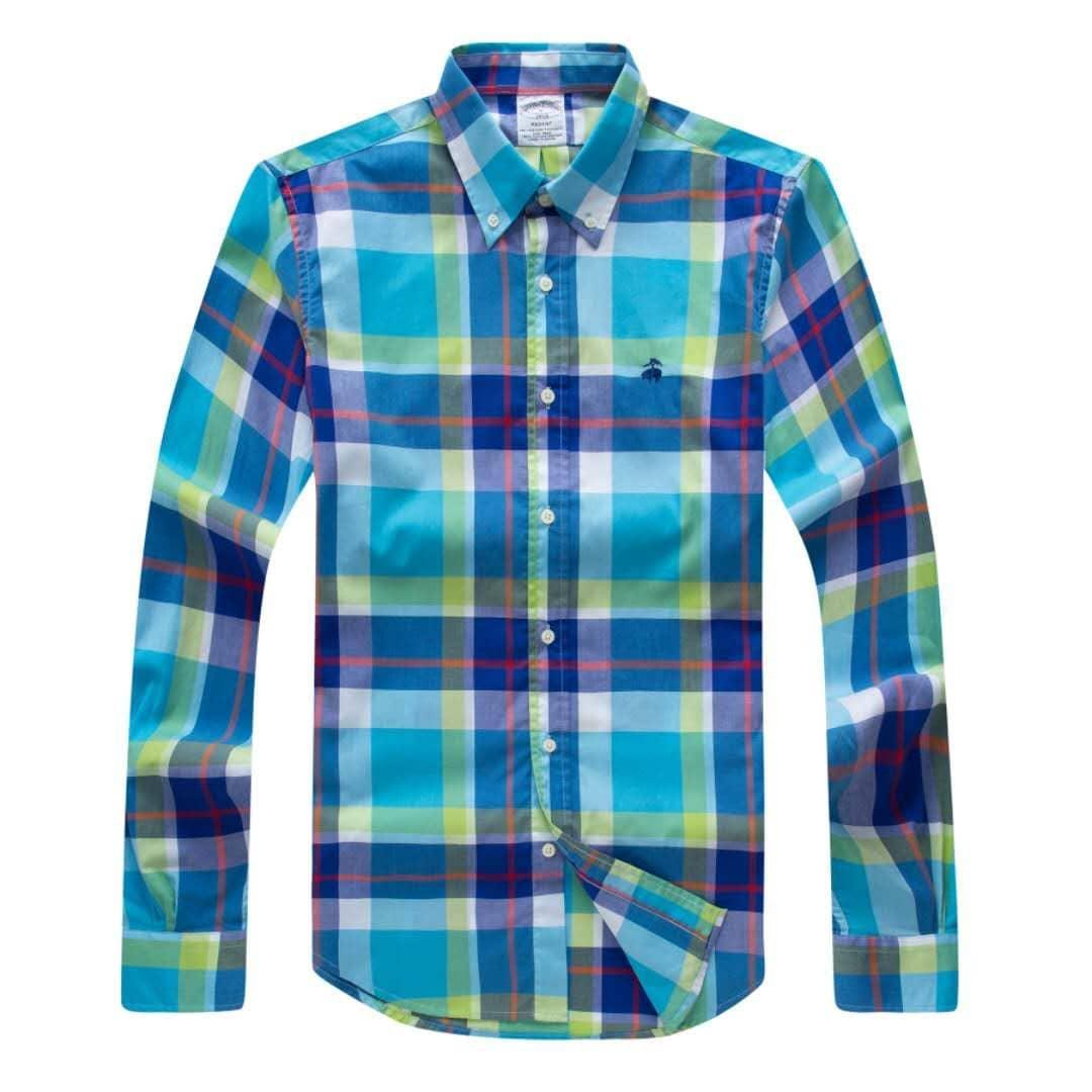 Brooks Men's Plain 100% cotton collar Button down Multi-Coloured Long sleeve Shirt - Obeezi.com