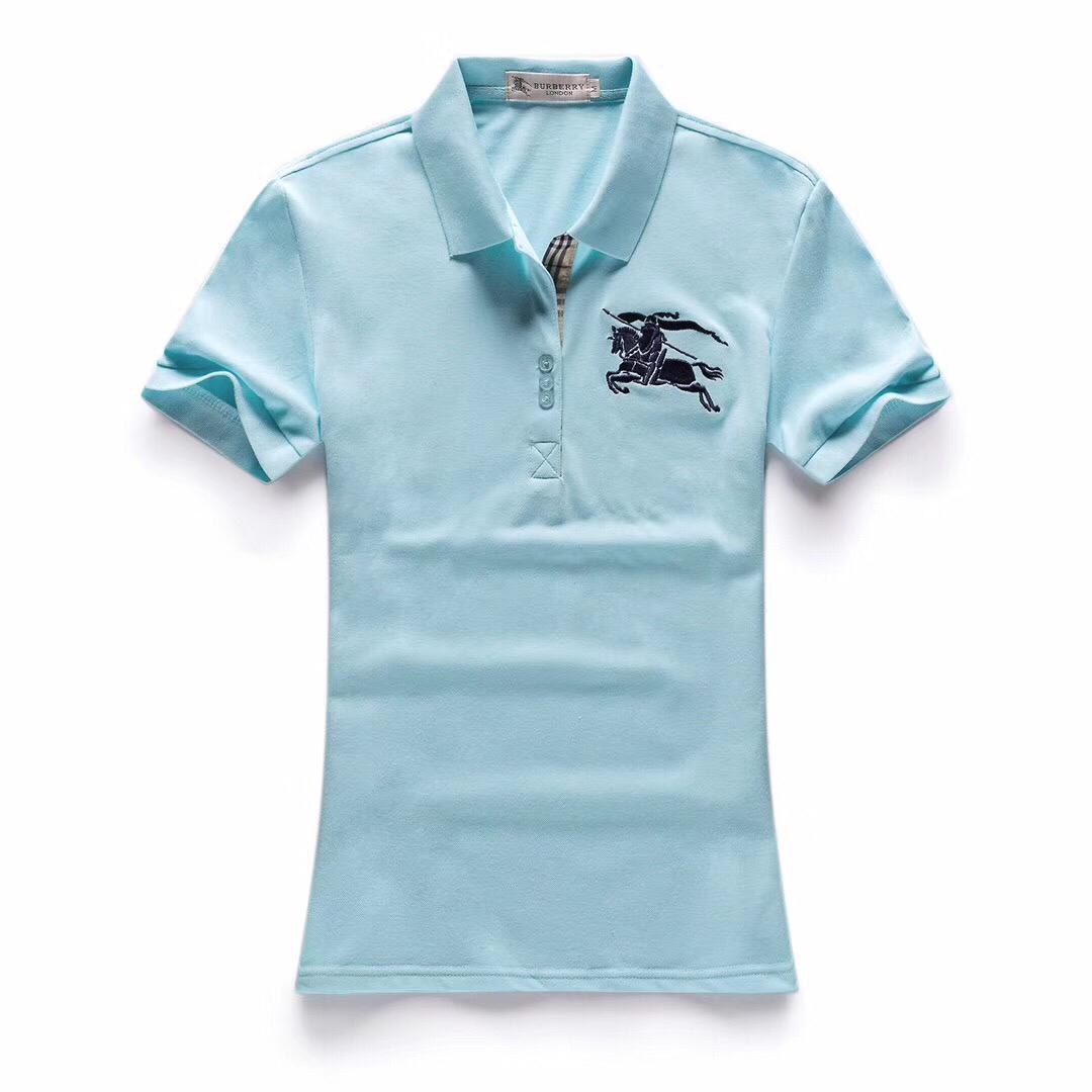Burberry Custom Design Ladies Turquoise Short Sleeve Polo - Obeezi.com