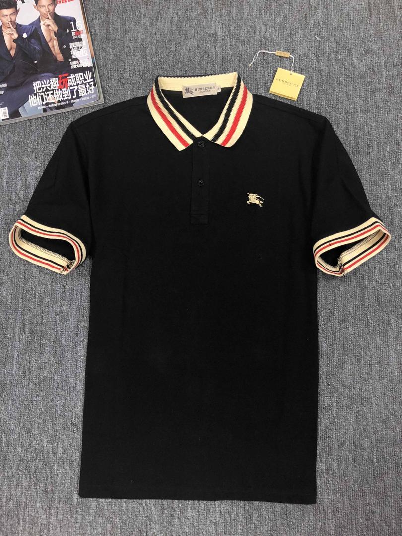 Burberry Custom Fit Black with Stripped Design Collar - Obeezi.com