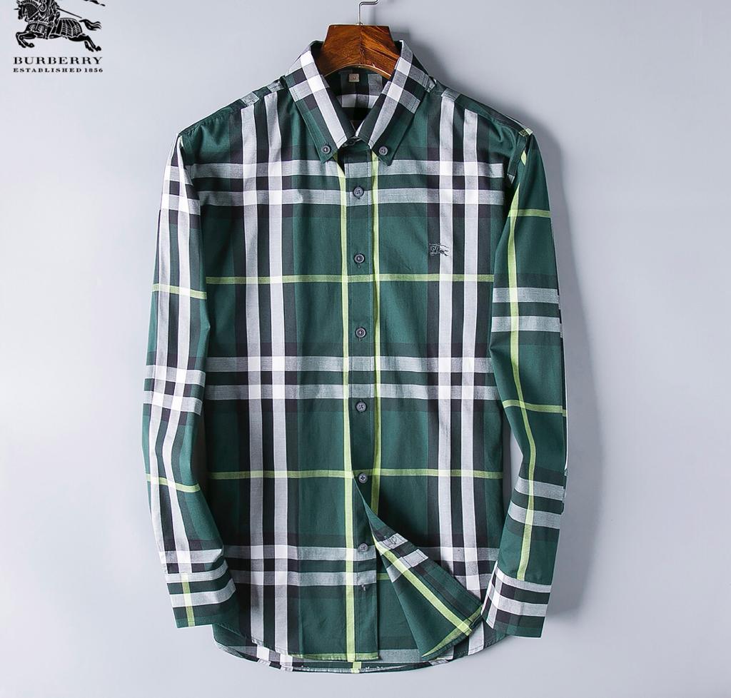 Burberry Custom Fit Men's Multicolored Check Shirt-Green - Obeezi.com