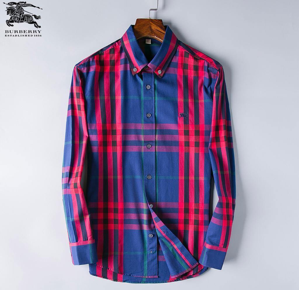 Burberry Custom Fit Men's Multicolored Check Shirt-RED - Obeezi.com