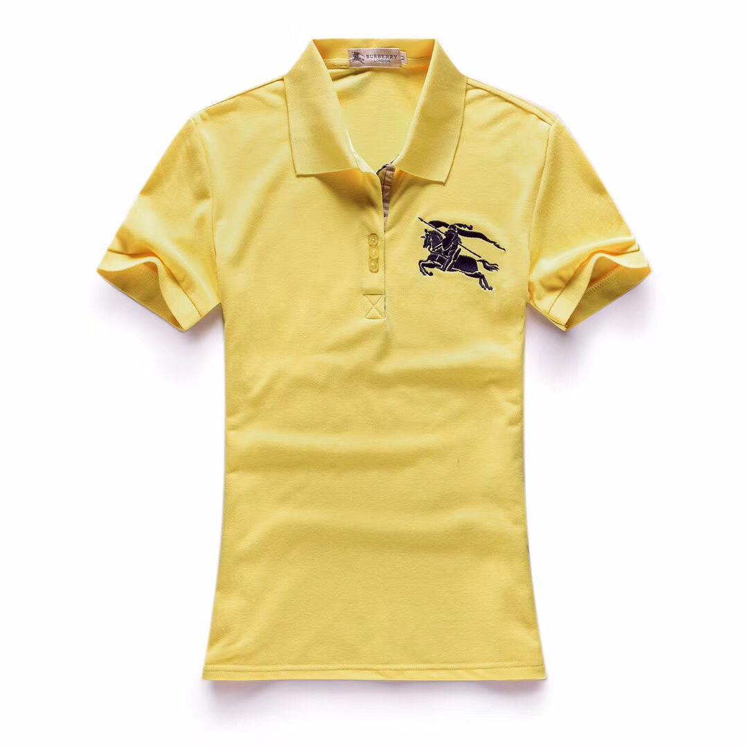 Burberry Custom Fitted Ladies Yellow Short Sleeve Polo - Obeezi.com