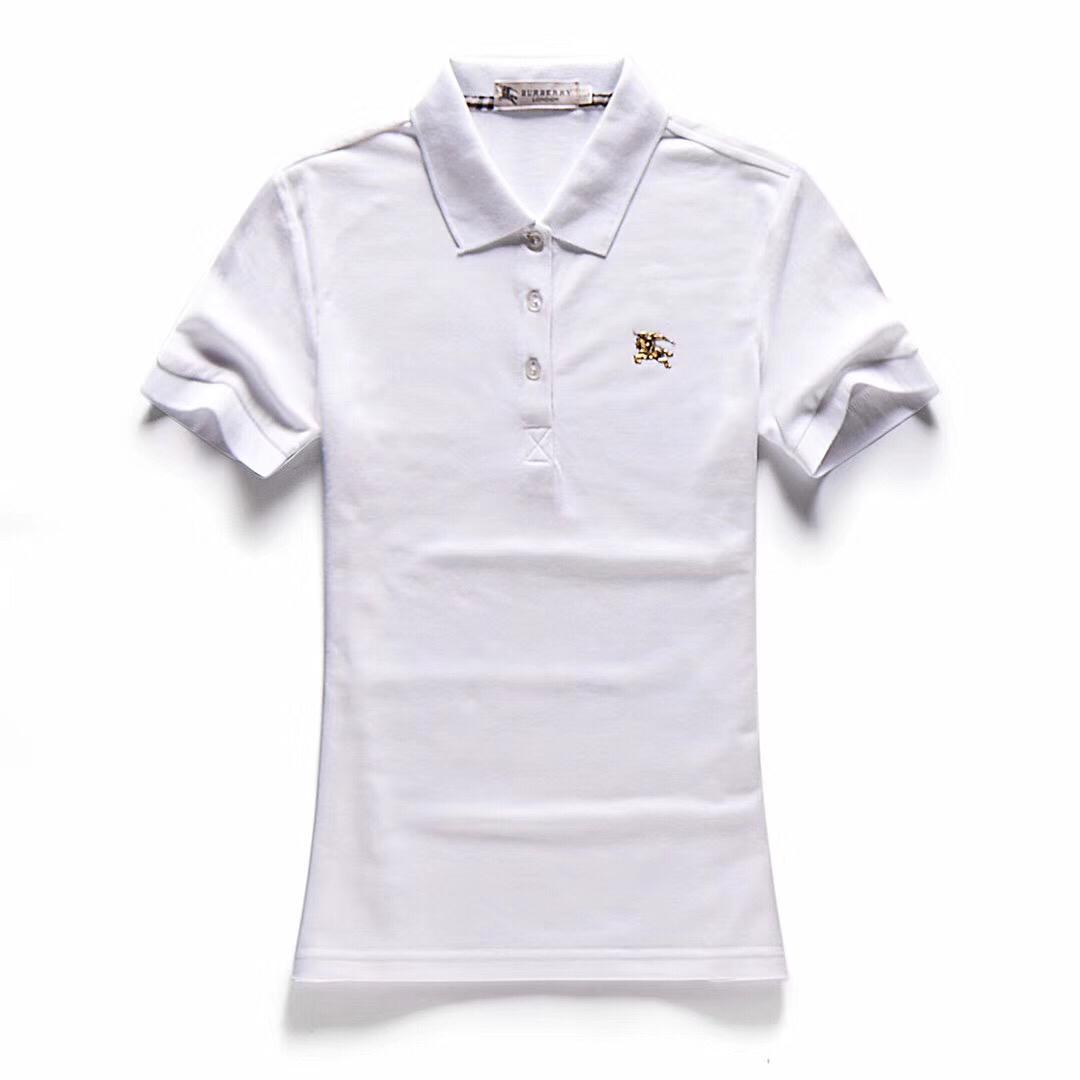 Burberry Design Custom fits Ladies Short Sleeve Polo-White - Obeezi.com