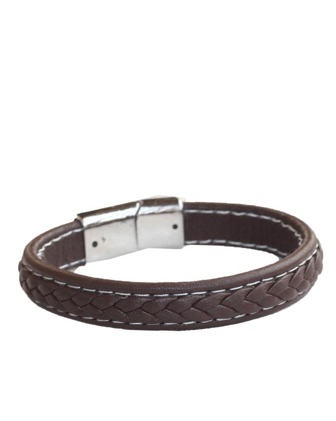 Burton Men's Plaited Leather Bracelet In Brown - Obeezi.com