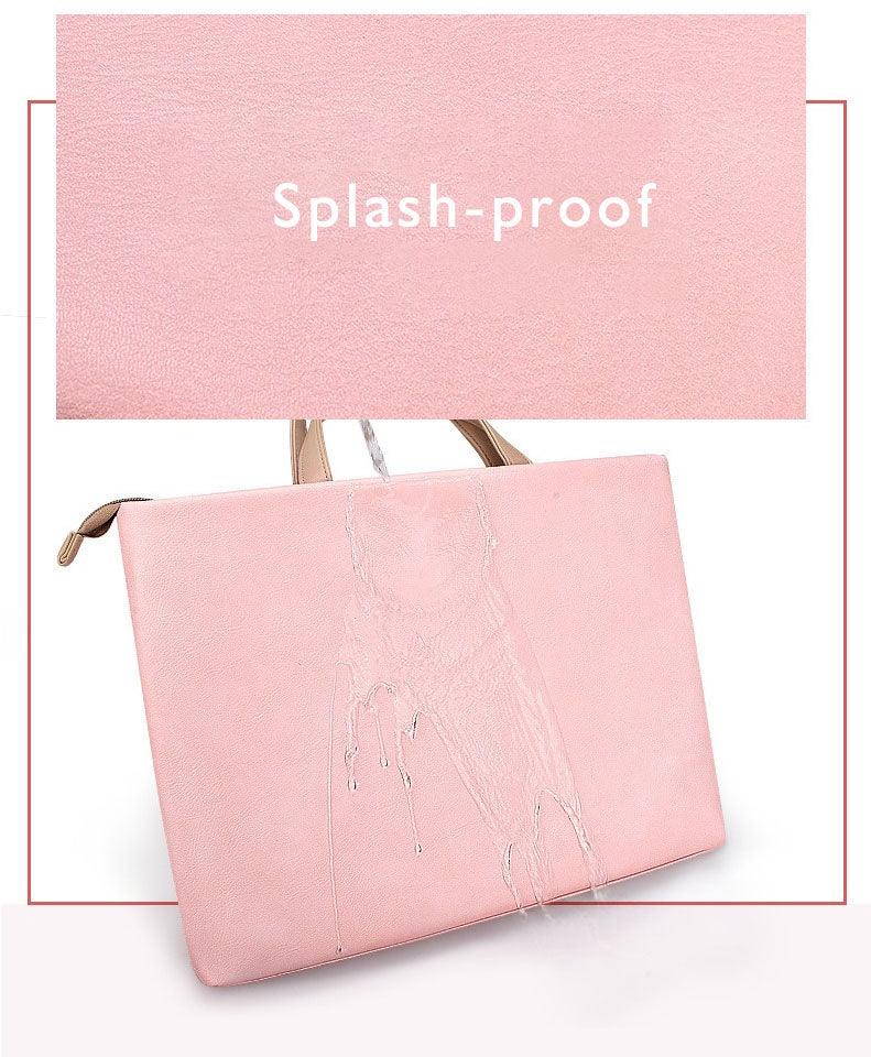 Business And Casual Soft Leather Laptop Bag- Pink - Obeezi.com