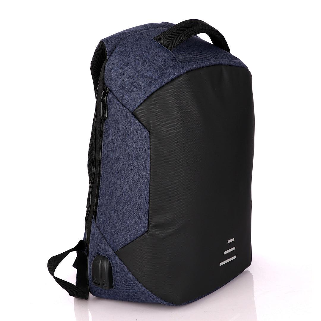 Business Travel Backpack Laptop Briefcase With USB Charging And Auxiliary port- Blue - Obeezi.com
