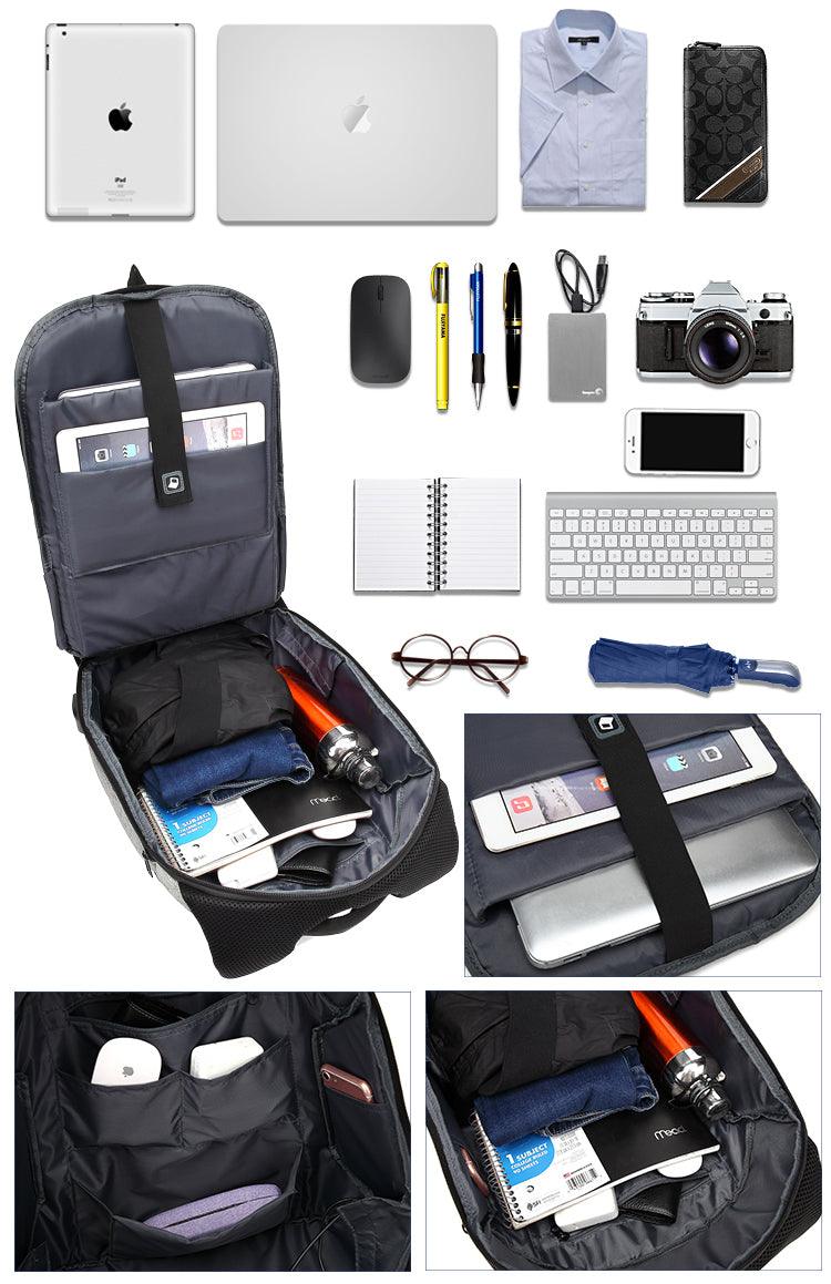 Business Travel Backpack Laptop Briefcase With USB Charging And Auxiliary port-Grey - Obeezi.com