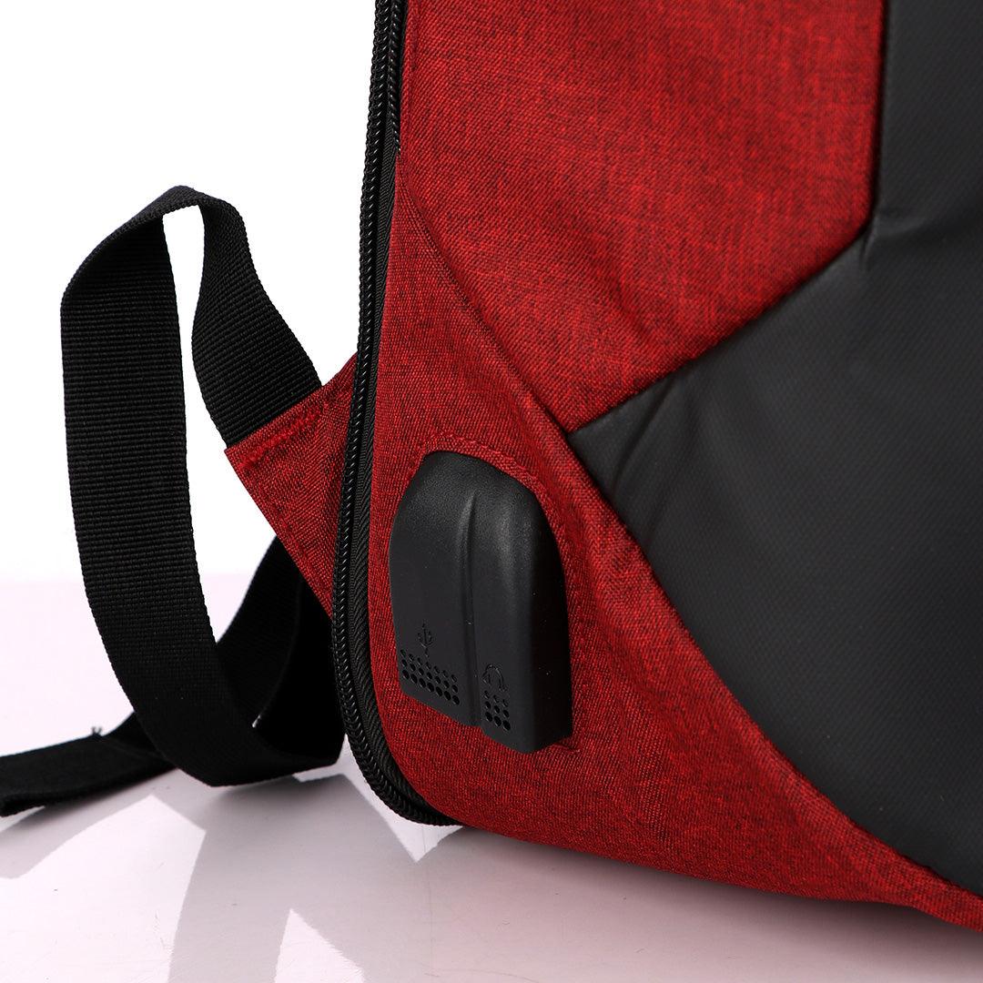Business Travel Backpack Laptop Briefcase With USB Charging And Auxiliary port- Red - Obeezi.com