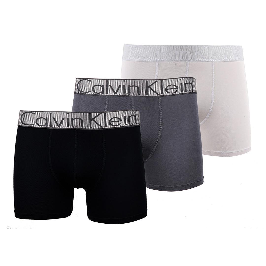 Calvin Klein Crested Elastic Band 3 IN 1 Pack Black White and Grey Net Boxers - Obeezi.com