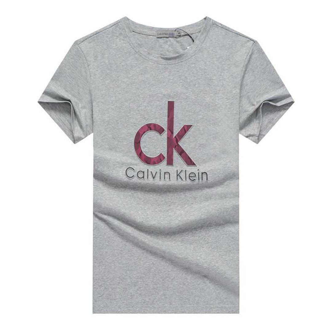 Calvin Klein Embroidery Logo Round neck T-Shirt-Ash - Obeezi.com