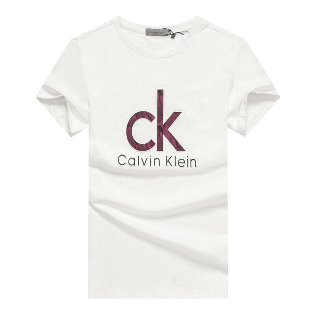 Calvin Klein Embroidery Logo Round neck T-Shirt-White - Obeezi.com
