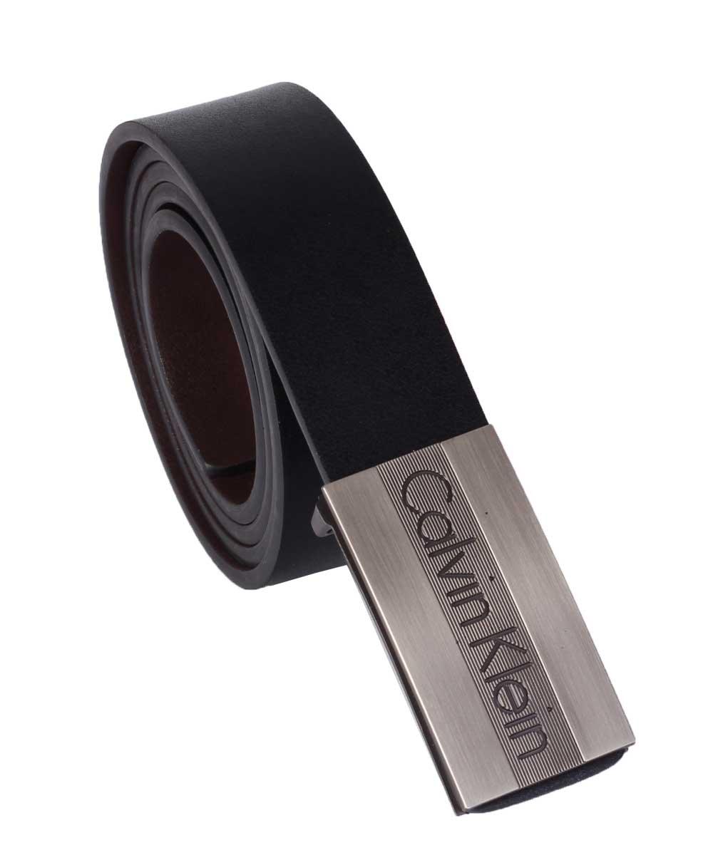 Calvin Klein Homme lines Buckle Black Leather Belt - Obeezi.com