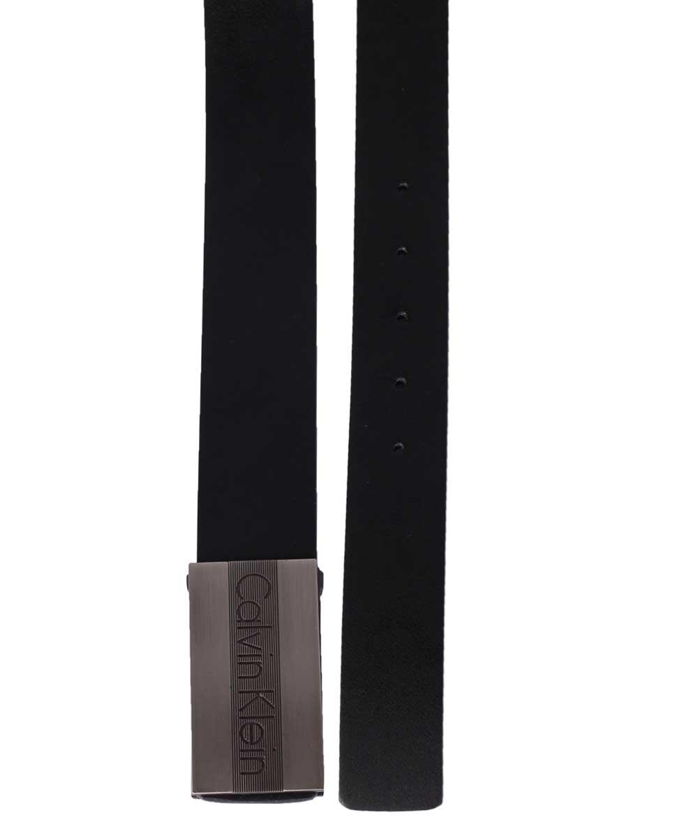 Calvin Klein Homme lines Buckle Black Leather Belt - Obeezi.com