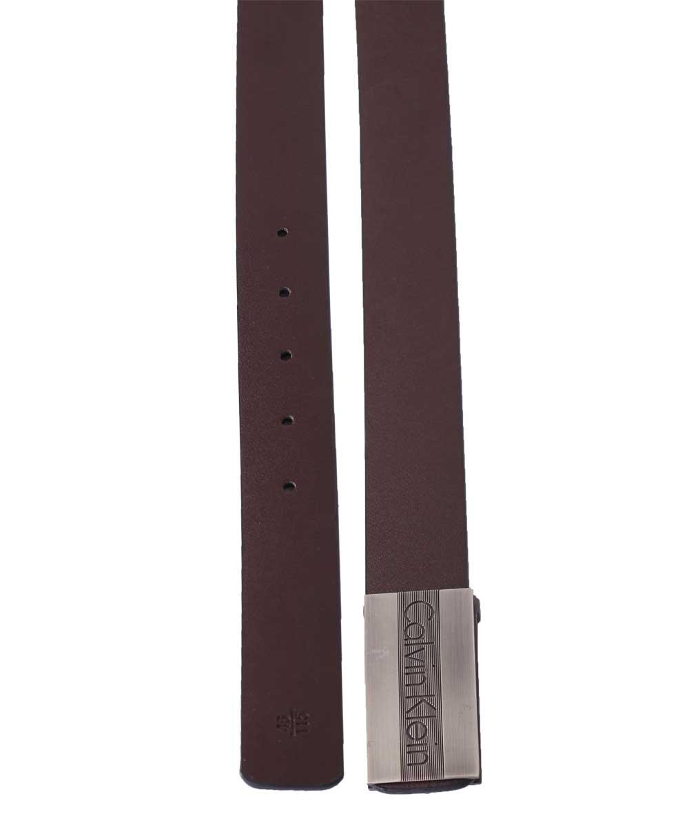 Calvin Klein Homme lines Buckle Brown Leather Belt - Obeezi.com
