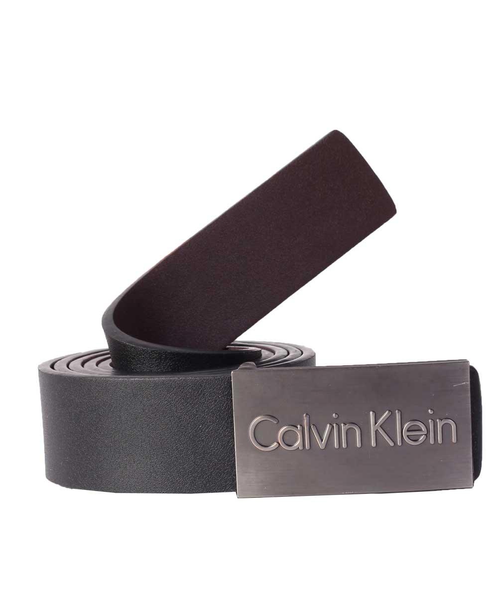 Calvin Klein Men's Crested Black Leather Belt - Obeezi.com