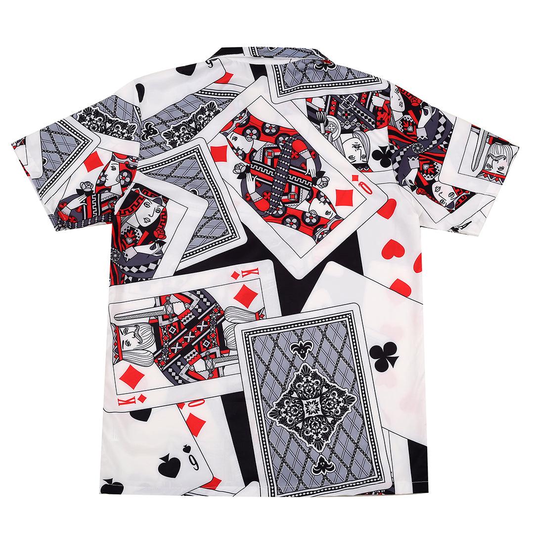 Card game inspired Men's Unique Aloha Shirt- White - Obeezi.com