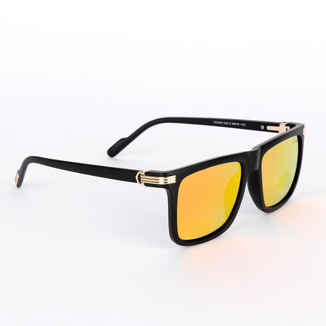 Cartier Classy Reflector Black And Gold Lens Sunglasses - Obeezi.com
