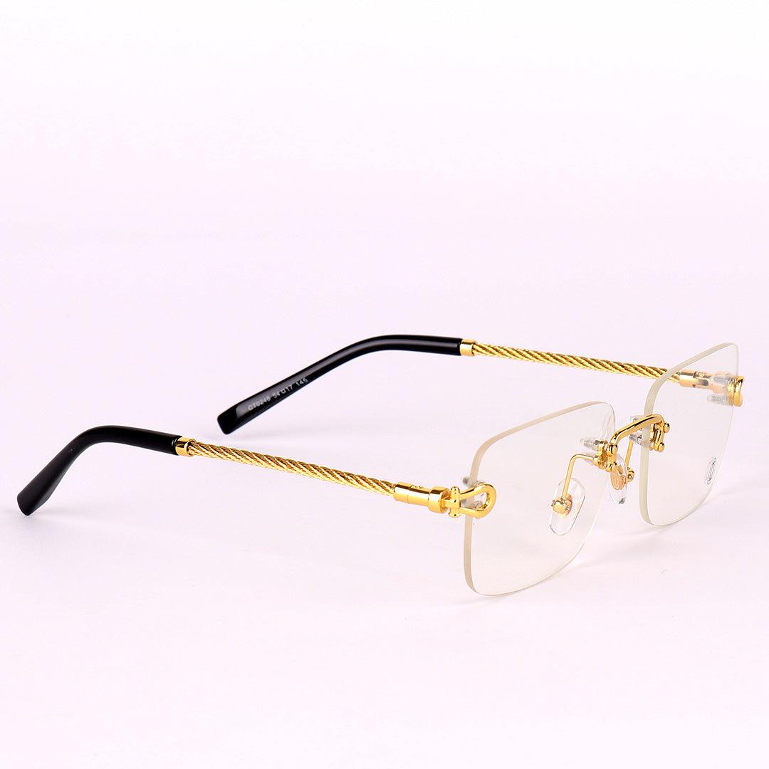 Cartier Exquisite Twisted Gold And Black Rimless Glasses - Obeezi.com