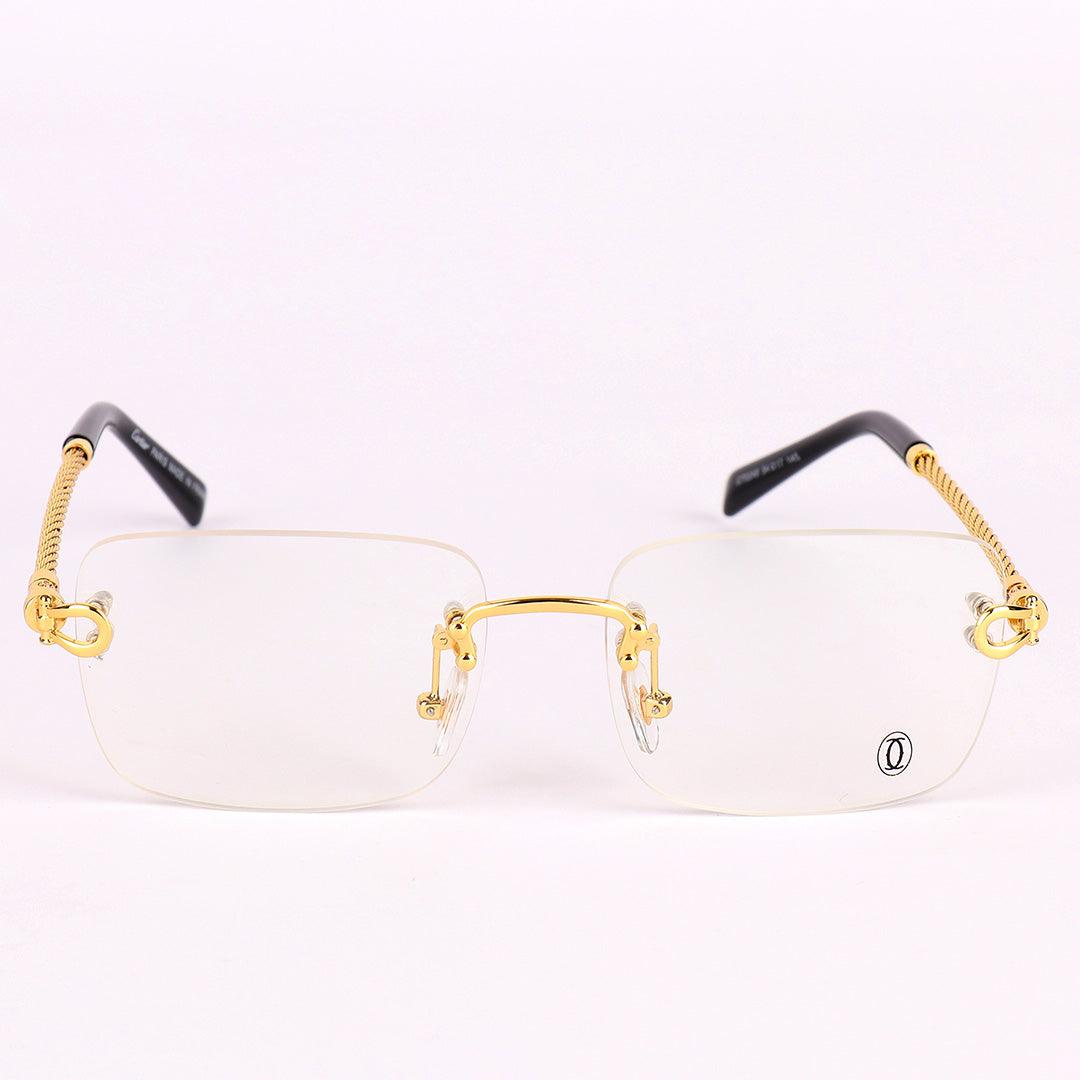 Cartier Exquisite Twisted Gold And Black Rimless Glasses - Obeezi.com