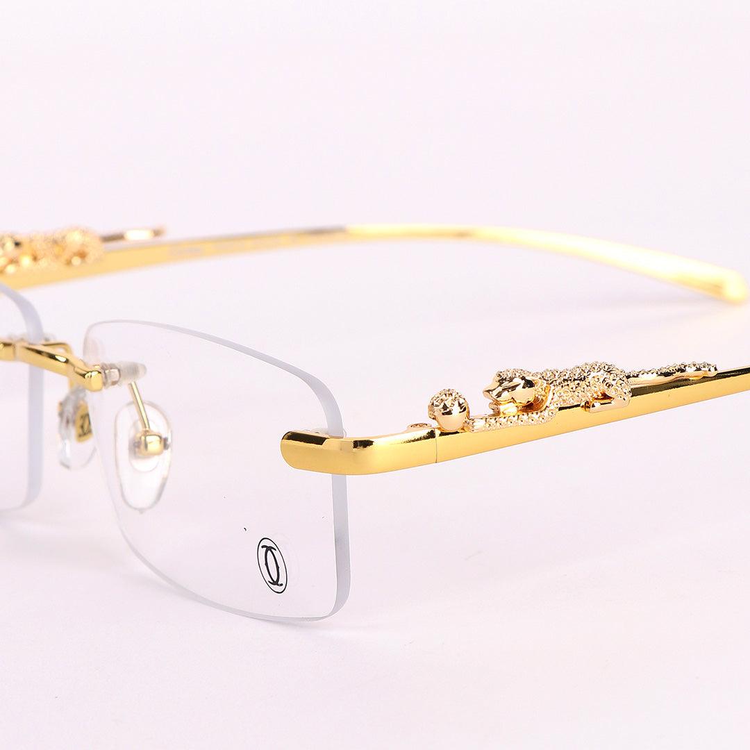 Cartier Leopard in Rhinestones Designed Clear Frame Rimless Glasses - Obeezi.com