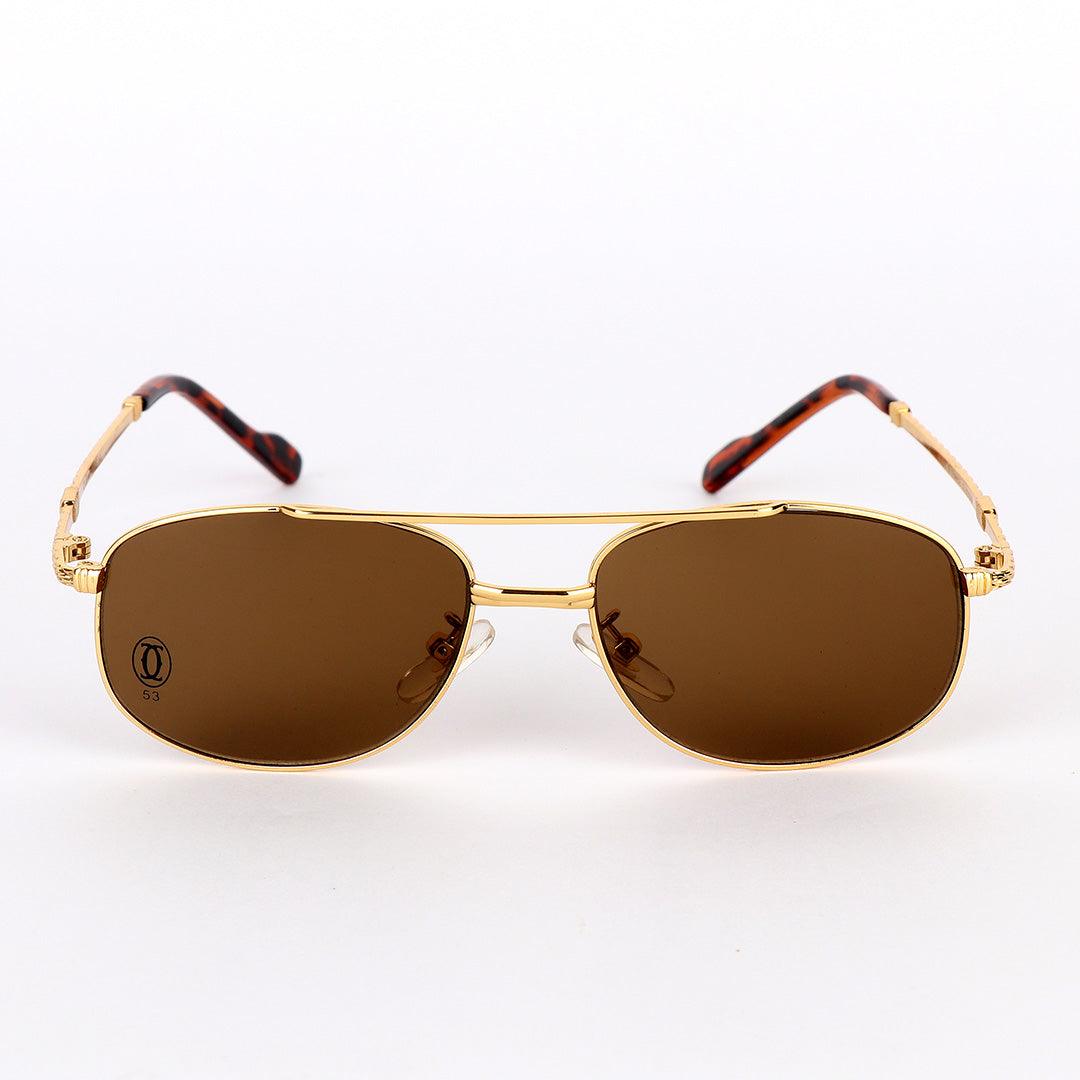 Cartier Vintage Classic Metal Gold And Brown Lens Sunglasses - Obeezi.com