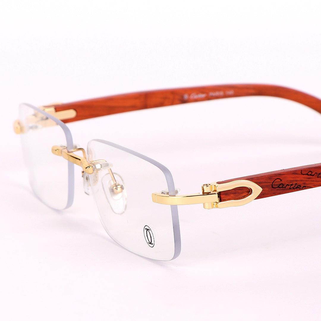 Cartier Vintage Wooden Rimless Glasses - Obeezi.com