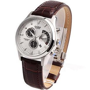 Casio BEM-501L-7AVDF Beside Chronograph Leather Watch Brown - Obeezi.com