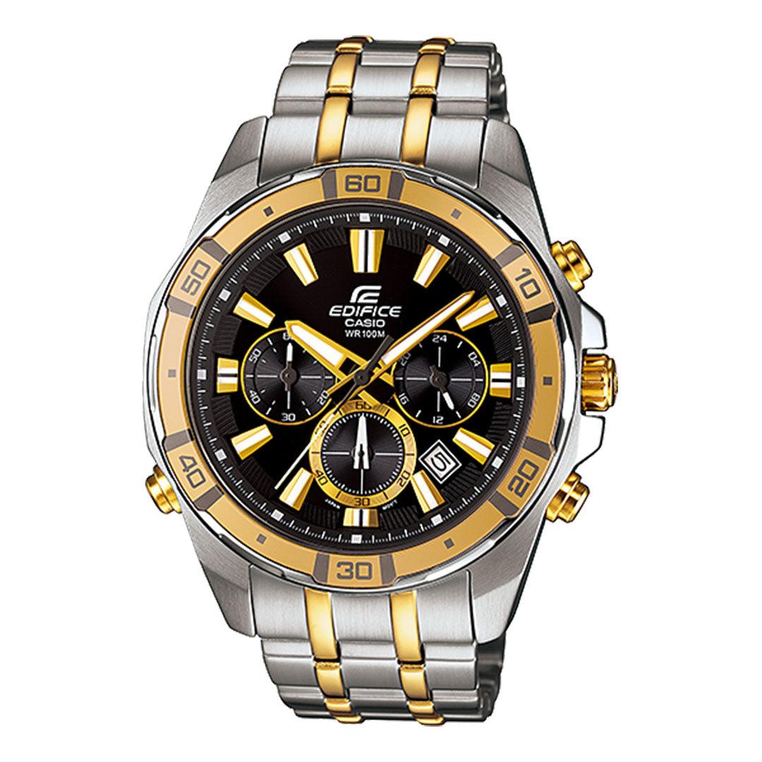 Casio Edifice Analog Chronograph Mens Silver and Gold Watch - Obeezi.com