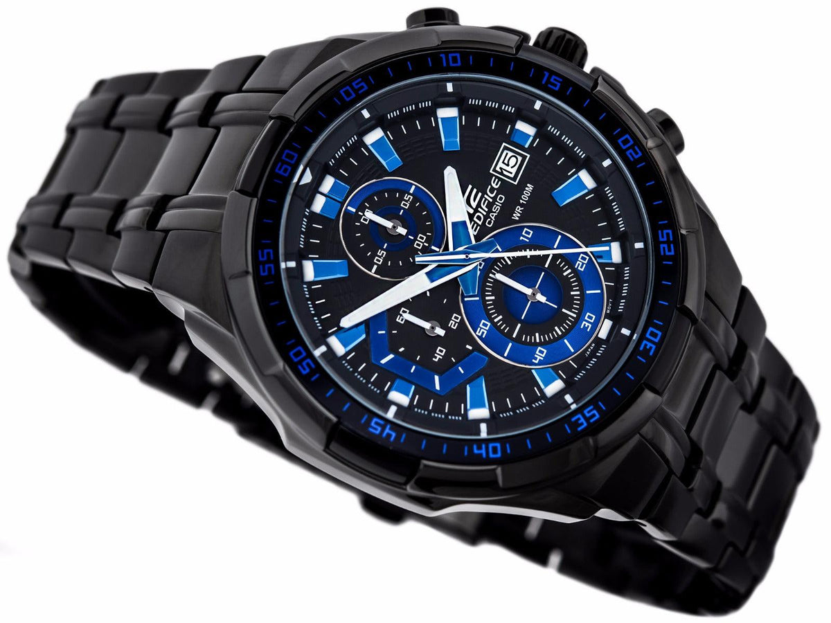 Casio Edifice Black Blue Dial Chronograph EFR 539 Watch - Obeezi.com
