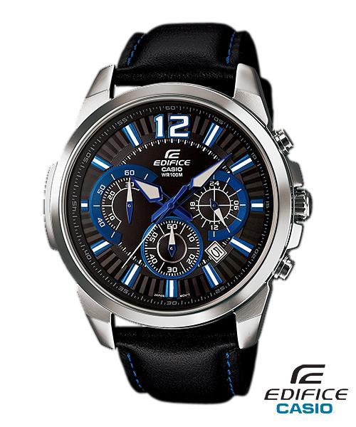 Casio Edifice black leather strap EFR 535l 1A2V watch - Obeezi.com