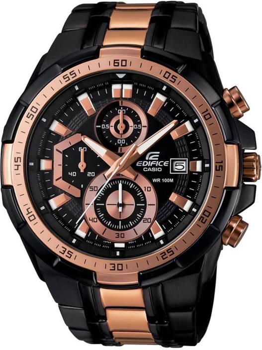 Casio Edifice Chronograph Black Two Tone Dial Watch - EFR-539BKG-1AVUDF(EX220) - Obeezi.com