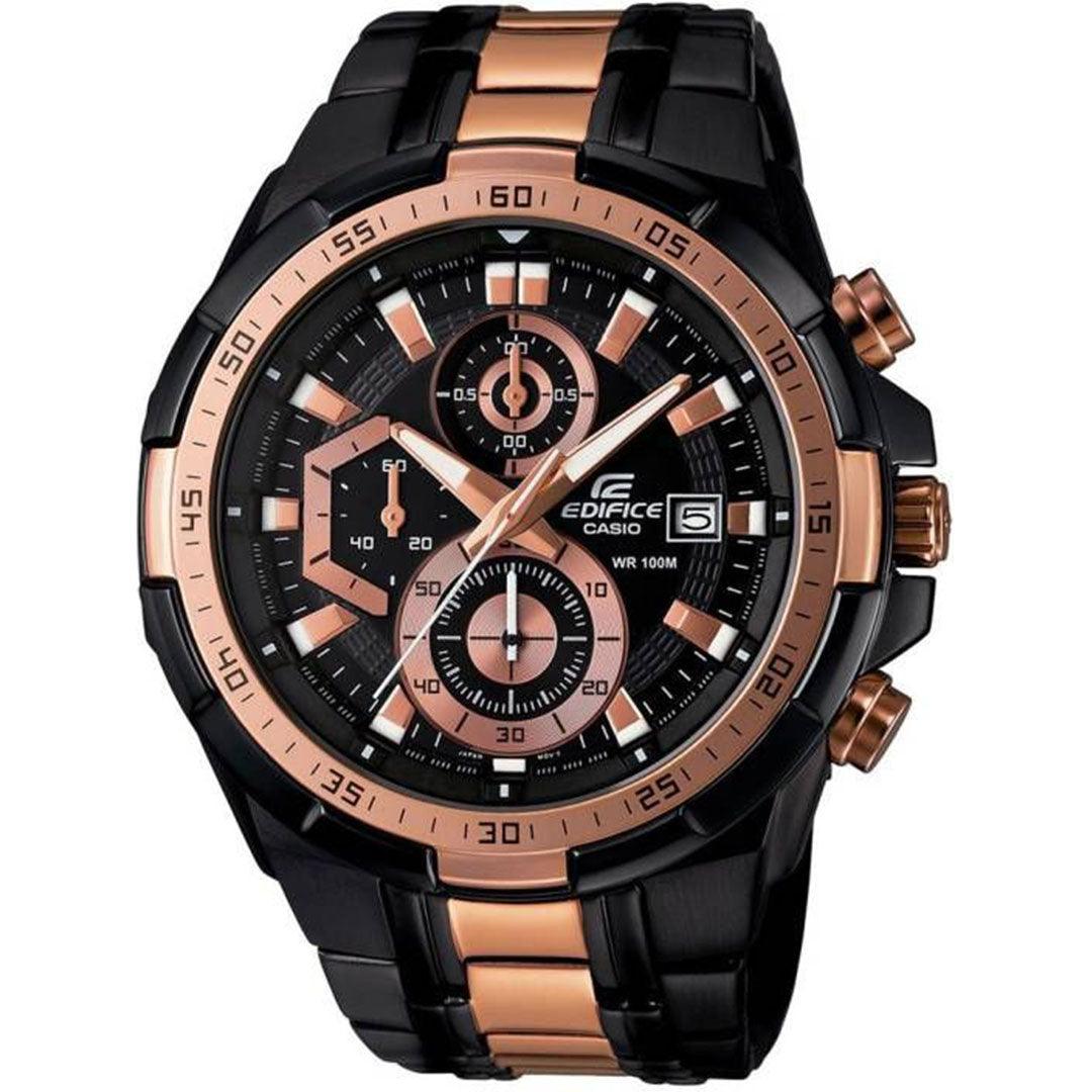 Casio Edifice Men's Watch 5345 Black & Rose Gold - Obeezi.com