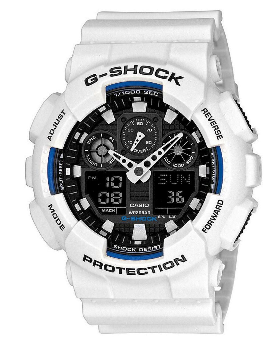 Casio G-Shock Analog Digital White Resin Strap Watch GA100B-7 - Obeezi.com
