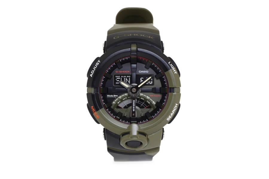 Casio G-Shock Analogue/Digital Black/Green Pattern Watch GA500P-3A - Obeezi.com