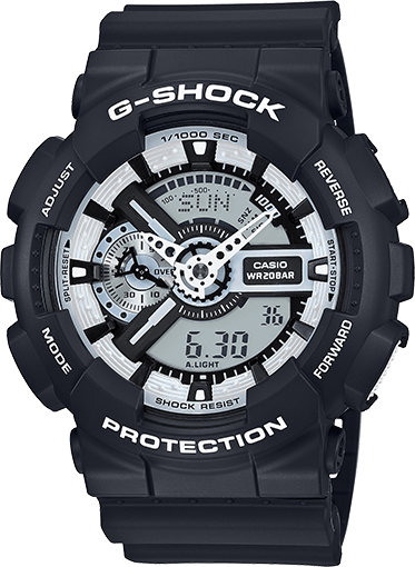 Casio G-Shock Black Dial Resin GA110BW-1A - Obeezi.com