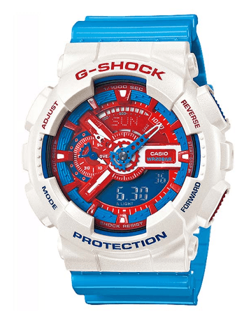 Casio G-Shock Limited Model GA-110AC-7ADR Red and Blue Series - White - Obeezi.com