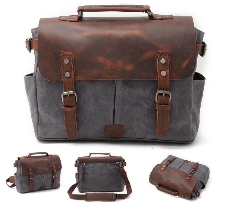 Casual Canvas Travel Messenger Bag-Dark Grey - Obeezi.com