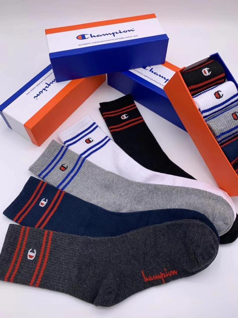 Champs With Created Logo 5 In 1 Black, Grey, Blue, Ash White Blue Ash socks - Obeezi.com
