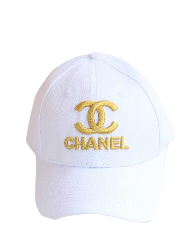 Chanel Gold Embroidered Baseball Cap White - Obeezi.com