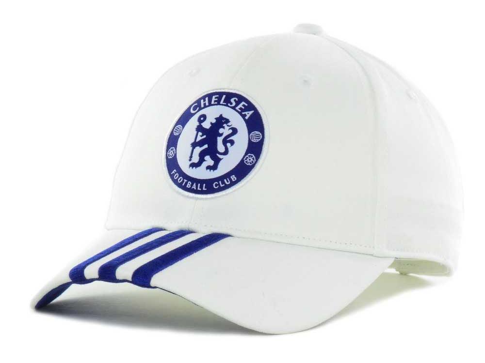 Chelsea Adidas 3 Stripe Club Crest Adjustable Cap White - Obeezi.com