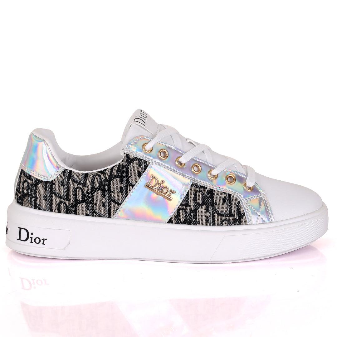 Christ Dio Gold Logo Crested Designed White Sole Lace Up Sneakers- Black - Obeezi.com