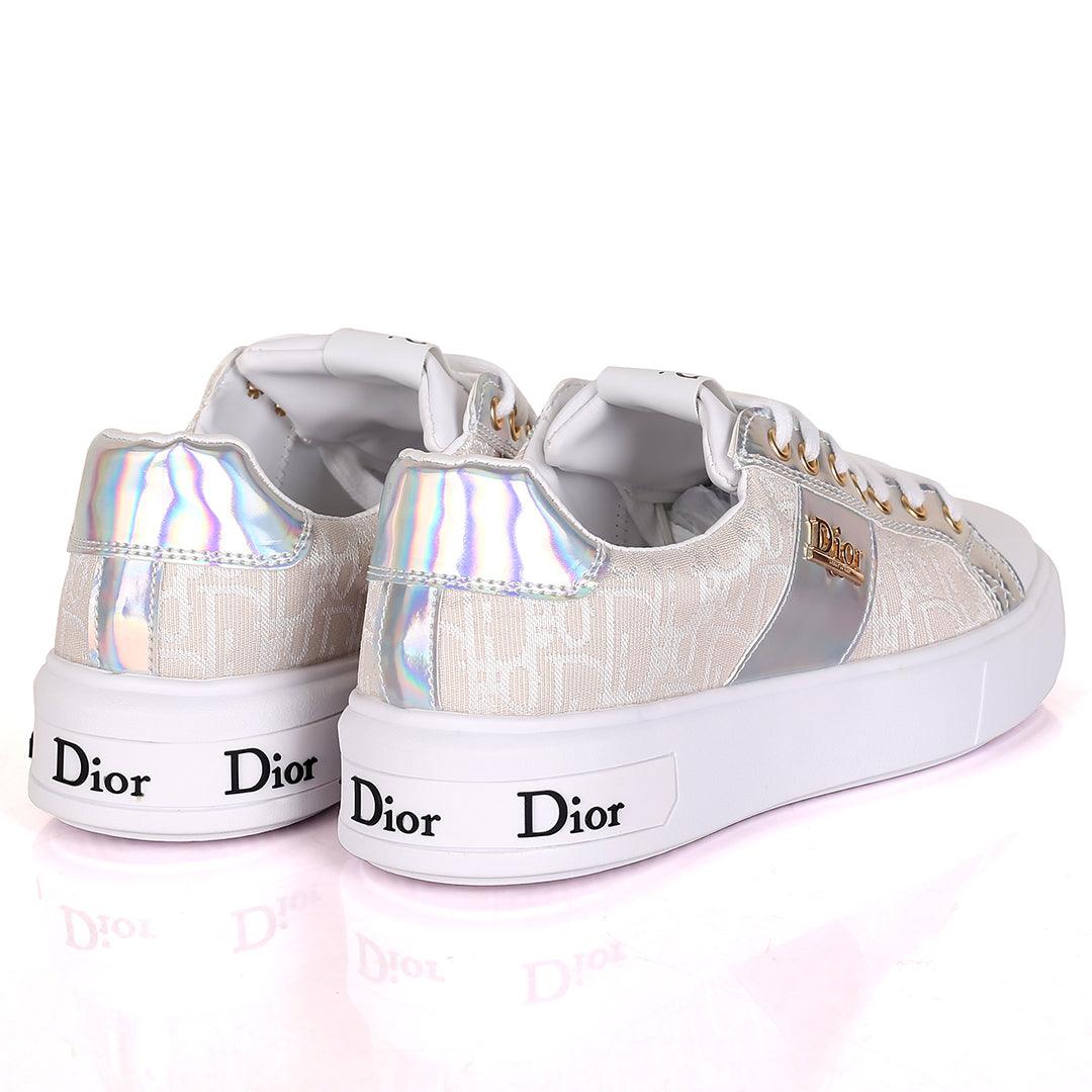 Christ Dio Logo Crested Designed White Sole Lace Up Sneakers - Obeezi.com