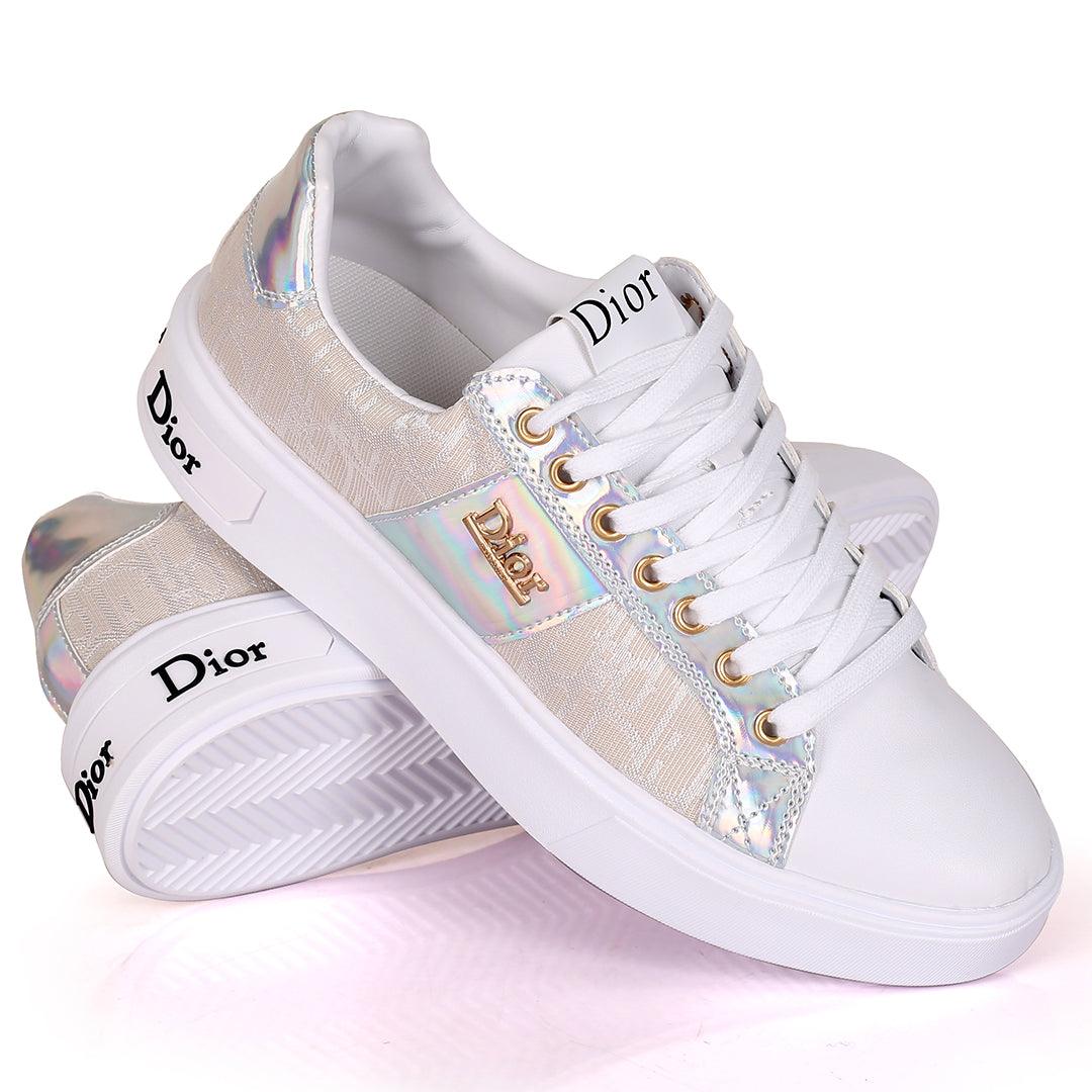 Christ Dio Logo Crested Designed White Sole Lace Up Sneakers - Obeezi.com